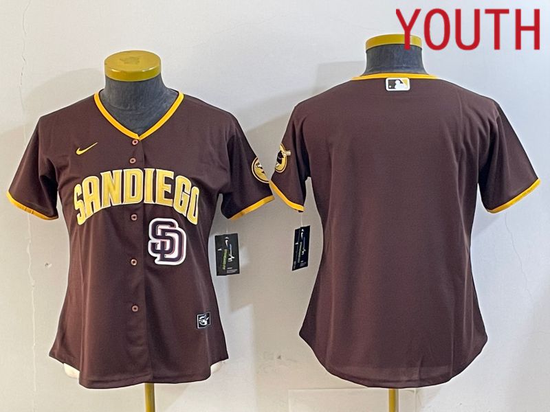 Youth San Diego Padres Blank Browm Game 2024 Nike MLB Jersey style 3->youth mlb jersey->Youth Jersey